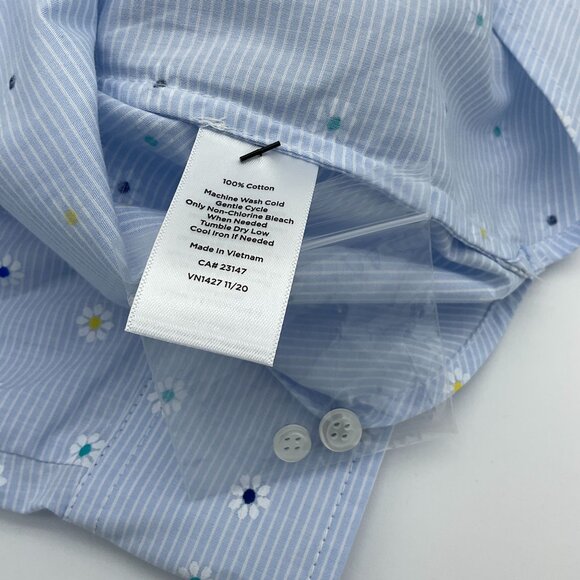 Talbots Classic Cotton Button-Front Shirt Daisy Stripe XL NWT - Picture 8 of 9